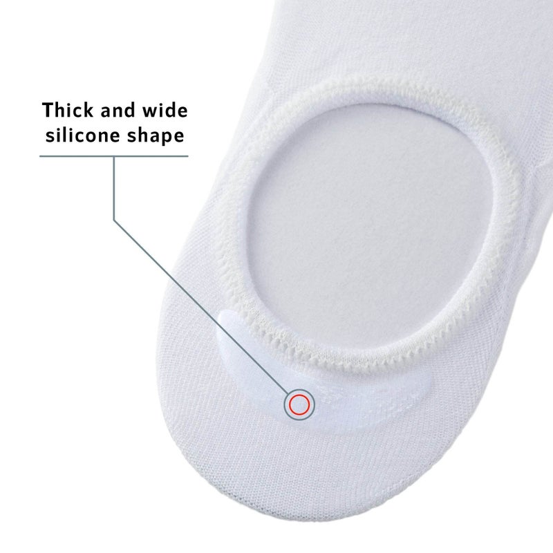 MONFOOT Men's/Women's 10 Pairs Invisible No Show Non slip Socks, White Black Small Multipack - Image 4